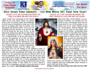 Generic Daily Consecration Prayer to the Two Hearts in January.