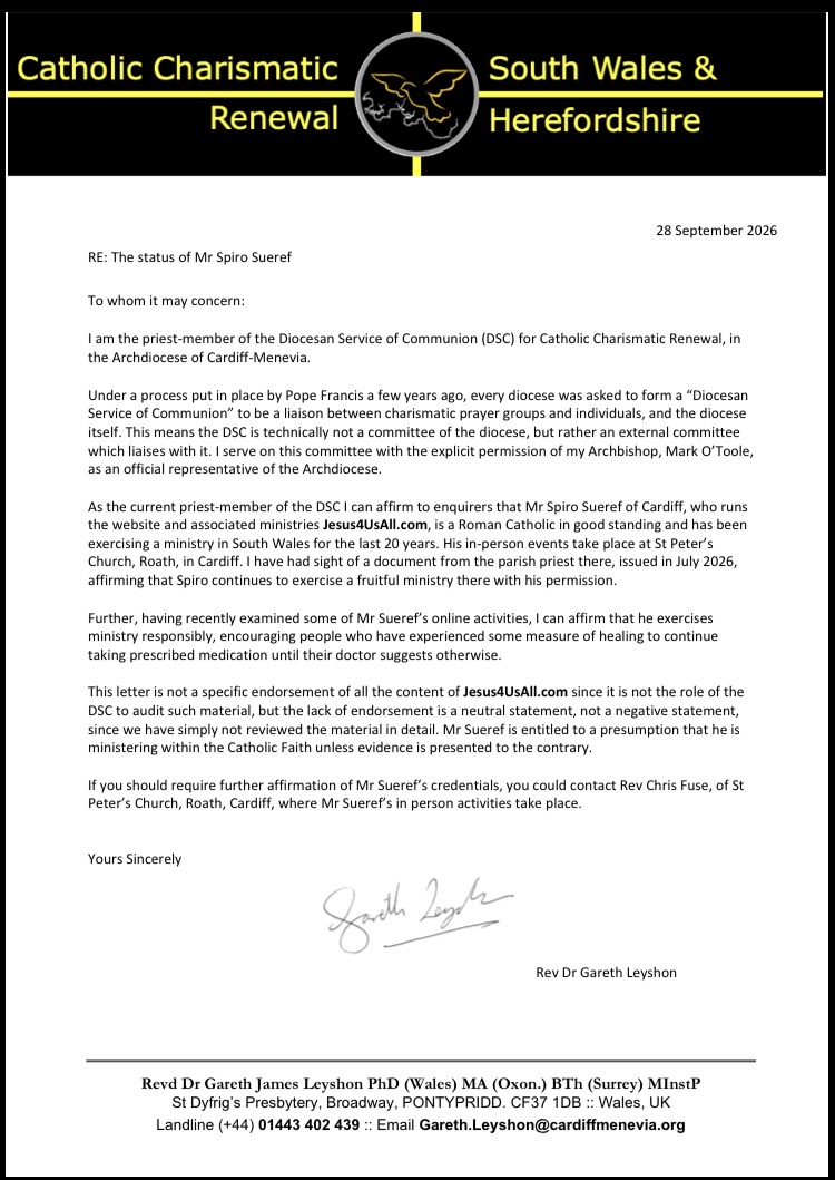 Letter of Good Standing for Spiro and Jesus4usall.com